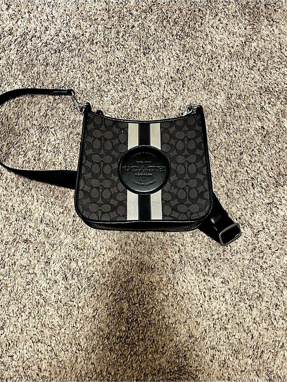 Coach Dempsey File Bag In Signature Jacquard With Stripe And Coach Patch CA195